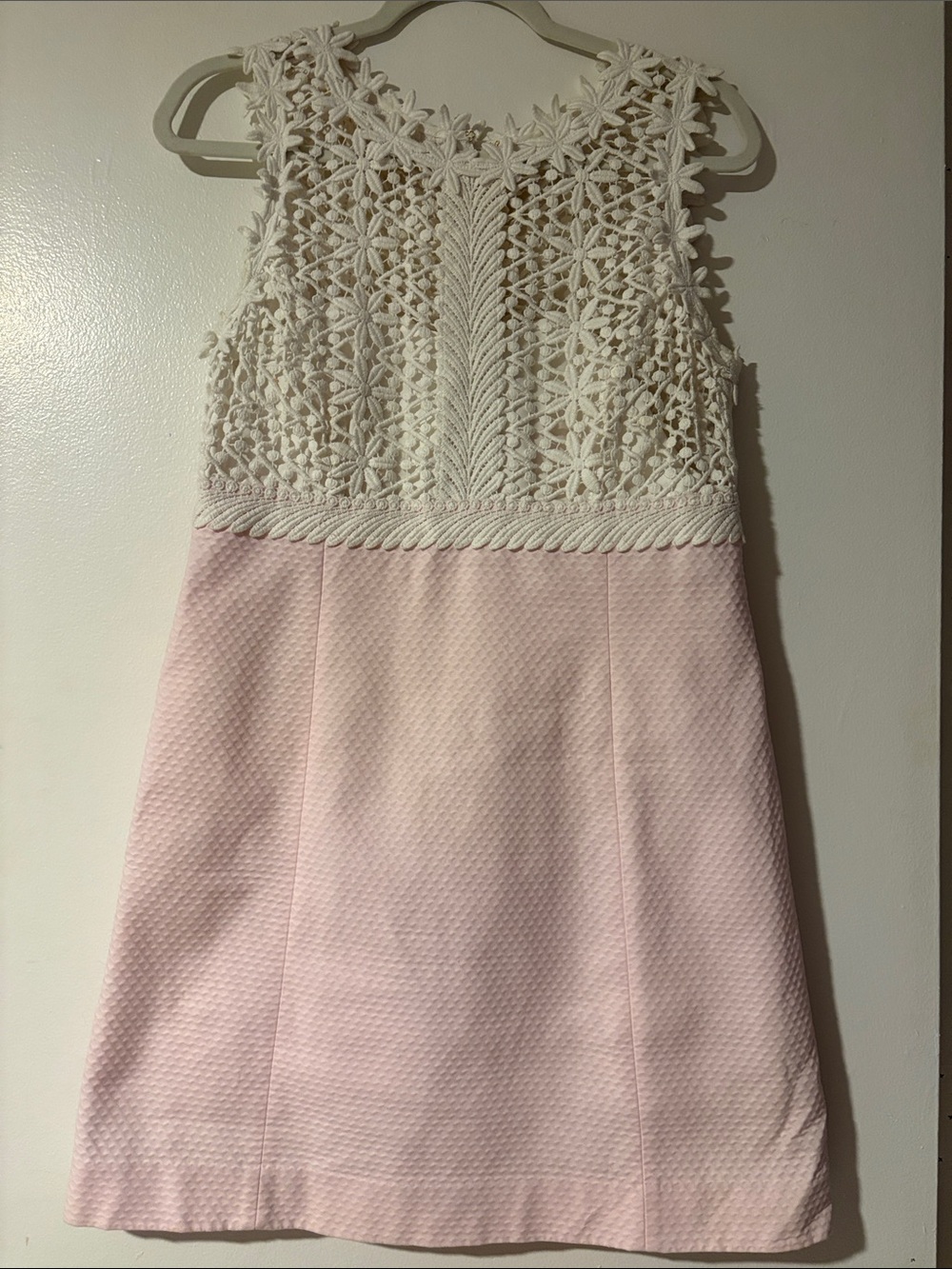 Lilly Pulitzer Cream Lace Top Pink Textured Girls Dress
